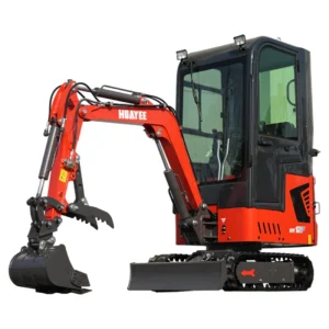 HUAYEE HY12F: Mini Excavator with Pilot Controls & Cab, 13.5 hp B&S Engine
